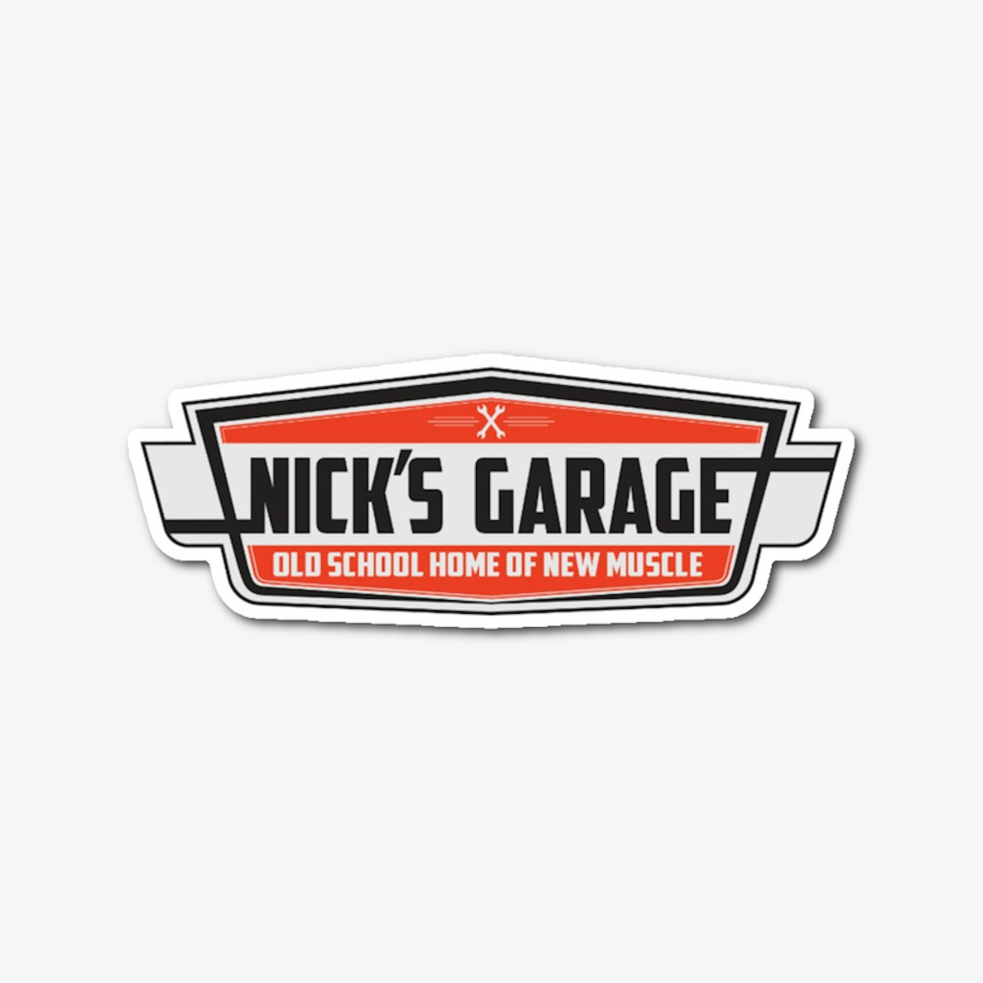 Nick's Garage die cut sticker