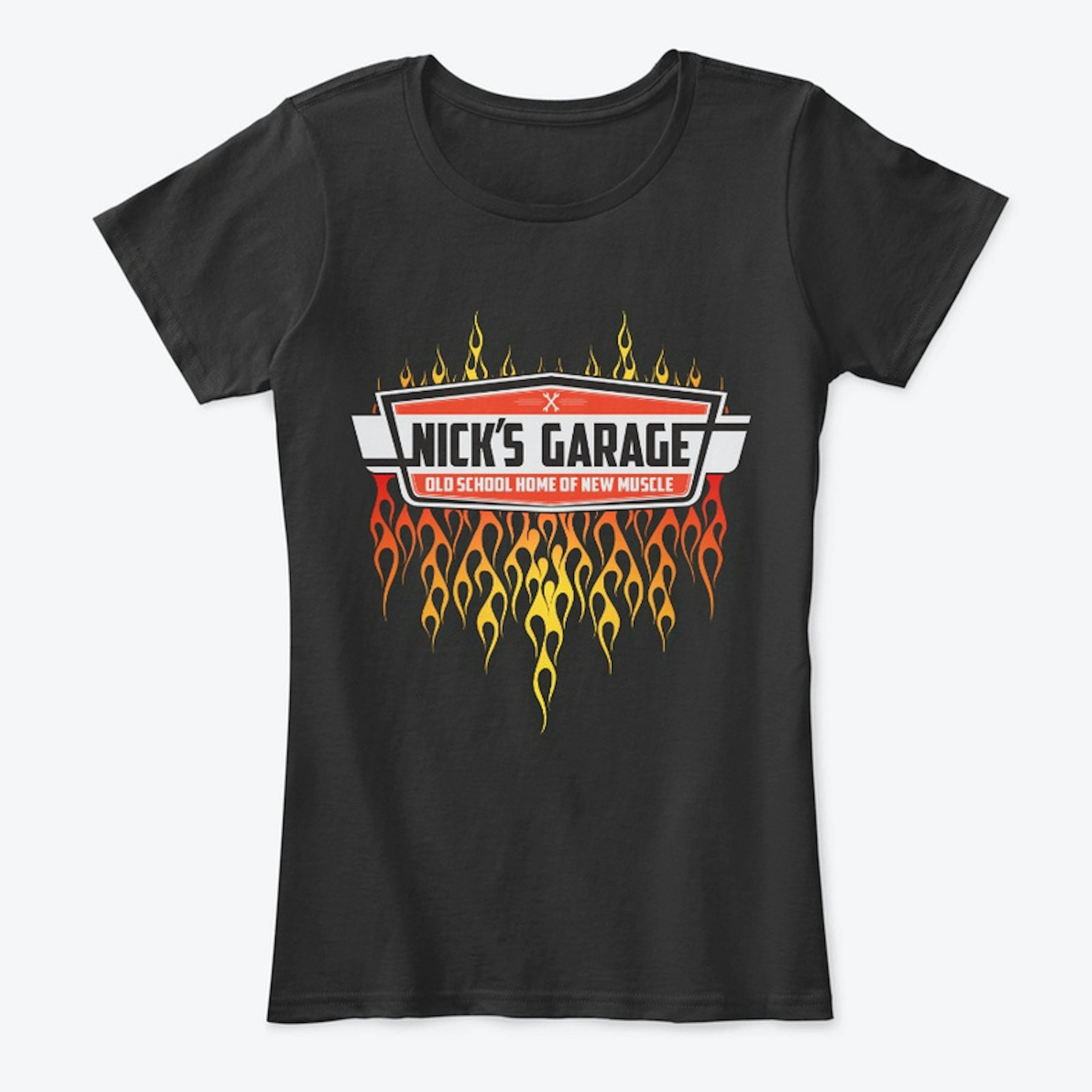 Nick's Garage Big Flames Logo